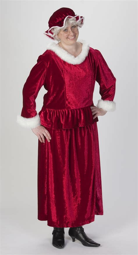 3 Piece Mrs Claus Burgundy Christmas Costume Adult Plus Size