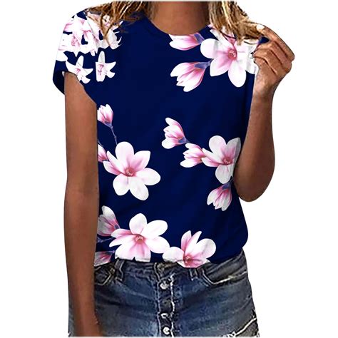Fanxing Womens Casual Cap Sleeve T Shirts Basic Summer Tops Floral