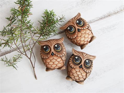 Carved Owl Ornament Owl Lover T Christmas Ornaments Wood Carving