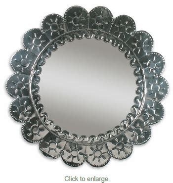 Add a bit of glamour to your room with this layered mirror petal detailing round wall mirror. Natural Tin Round Petal Mirror