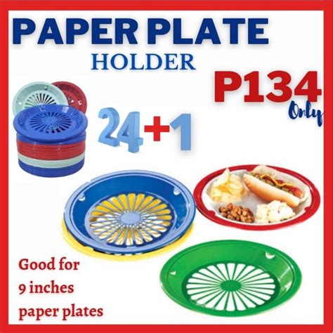 Moolah88 Durable Reusable Plastic Paper Plate Holder Only 24 Plus 1