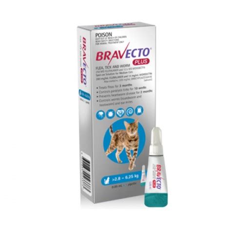 Bravecto is easy to use for cats to treat and prevent. Bravecto Plus for Medium Cats Blue - brplblu