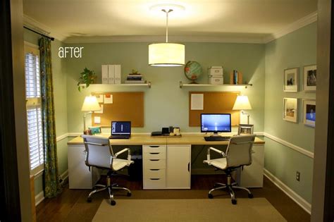 Discover these small home office ideas on a budget & space saving for men / women to boost 19. My exact idea for our double desk office slash guest ...