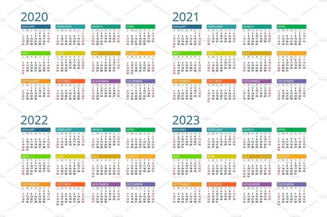Calendario 2020 2021 2022 2023 2024 Symple Layout Illustration La