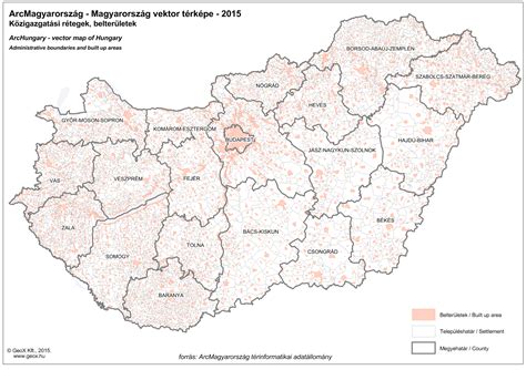 Magyarország térkép, magyarországi települések utcakereső. Administrative vector map of Hungary | GeoX