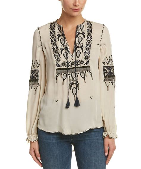 Haute Hippie Talitha Embroidered Silk Blouse In Multi Modesens