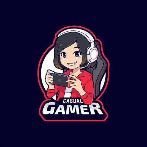 Premium Vector Cute Gamer Girl Playing Mobile Games Logo Template