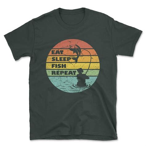 Eat Sleep Fish Repeat T Shirt Retro Distressed Fishing Etsy