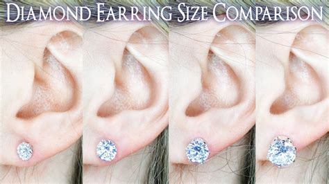 Our beautiful diamond earrings are known for their brilliance and sparkle. Earring Diamond Size Comparison. 1 Carat on the Ear vs .25 ...