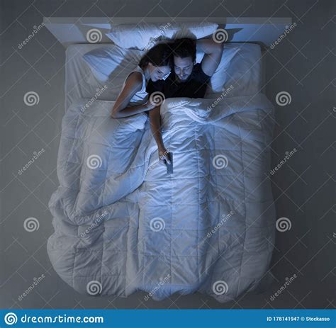 Couple Watching Tv In Bed Stock Image Image Of Relax 178141947