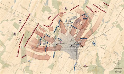 Battle Of Gettysburg Map July 1 1863 Afternoon Action Map