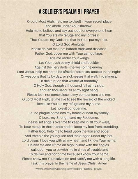 Soldiers Prayer A Psalm 91 Prayer For Soldiers