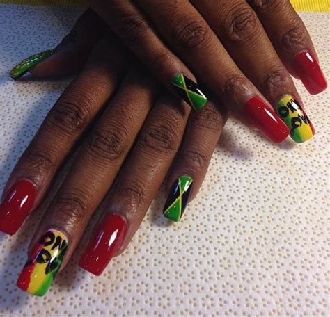 Pin By Unique Ray On Nails Rasta Nails Jamaica Nails Polygel Nails