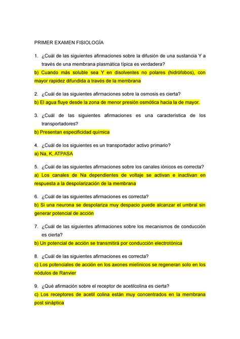 Examen Preguntas Y Respuestas Primer Examen De Las