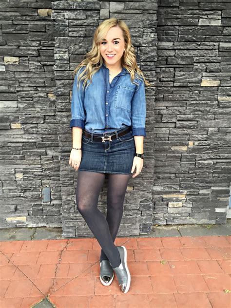 How To Style Your Denim Skirt Fashionmylegs The Tights And Hosiery Blog