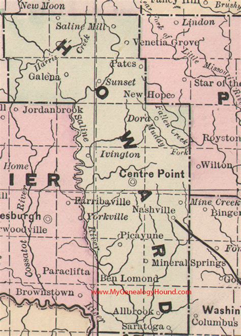 Howard County Arkansas 1889 Map