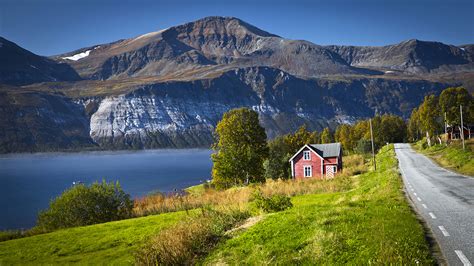 Images Norway Ullsfjorden Nature Mountain Roads Rivers 1920x1080