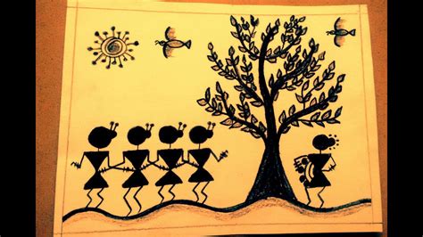 How To Draw Warli Art Very Easy Without Paints In Just 4 Minutes Youtube