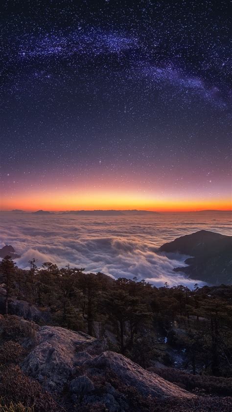1080x1920 Cloud Landscape Milky Way Nature Night Panorama