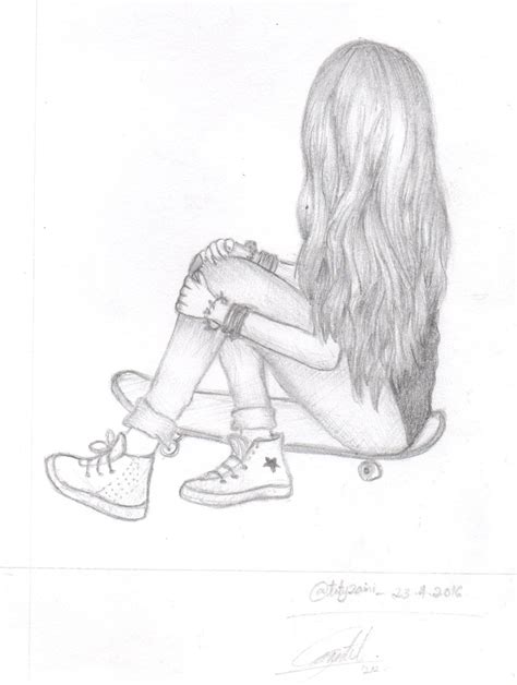 Drawing Girl Sitting Alone Jameslemingthon Blog