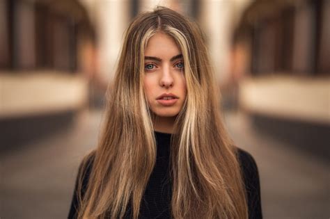 Women Portrait Blonde Long Hair Depth Of Field Martin Kühn Hd Wallpaper