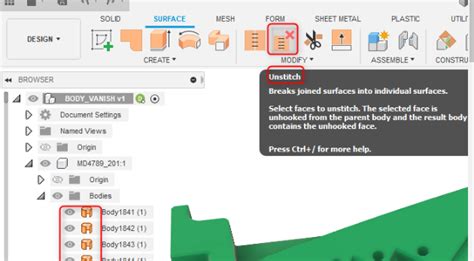 Solid Body Disappears After Using Stitch Command In Fusion 360