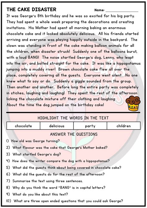 Reading Comprehension Worksheets With Answers
