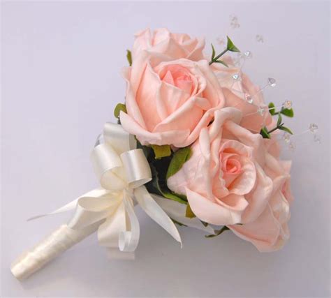 Light Pink Rose Posy Bouquet With Light Catching Crystals