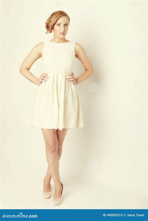 Young Blonde In White Dress Posing Stock Image Image Of Person