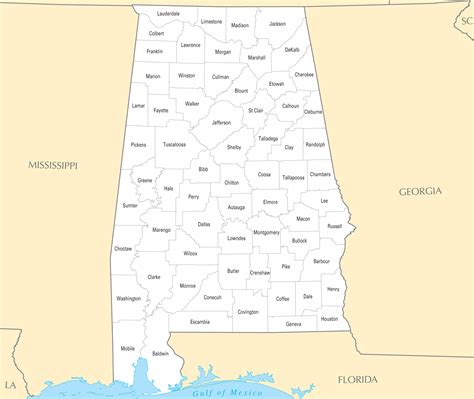 Alabama County Map •