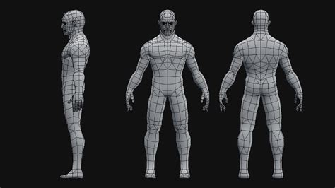 Artstation Low Poly Male Base Mesh Andrew Chacon 3d Model