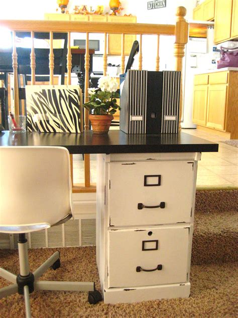 Contain the clutter, but keep your files and equipment within reach by using a desk with a file cabinet. Your Crafty Friend: Before & After Filing Cabinets