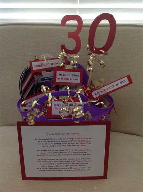Maybe you would like to learn more about one of these? 30th birthday gift basket. Easy diy and so fun. | Gifts ...