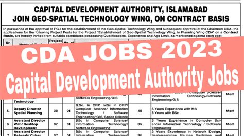 Cda Jobs 2023 Capital Development Authority Jobs 2023