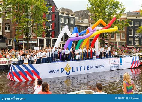 amsterdam canal parade 2014 editorial photo image of rainbow happiness 58528136