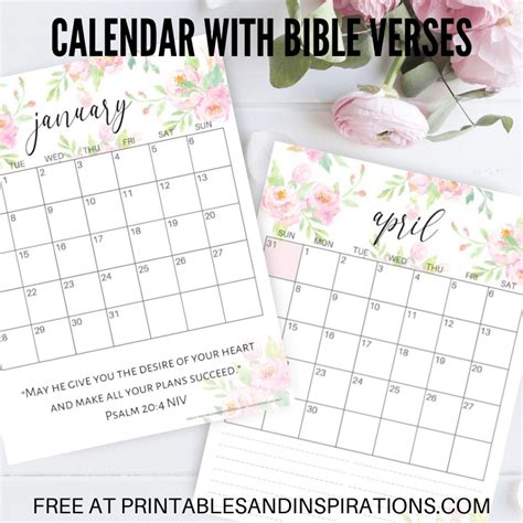 2020 Bible Verse Calendar Free Printable Cute Freebies For You