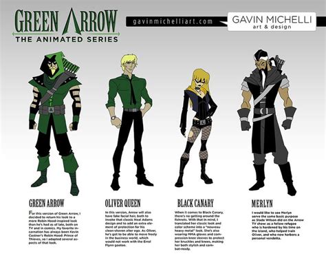 Green Arrow Character Sheet For The Animated Series Which Is Based On