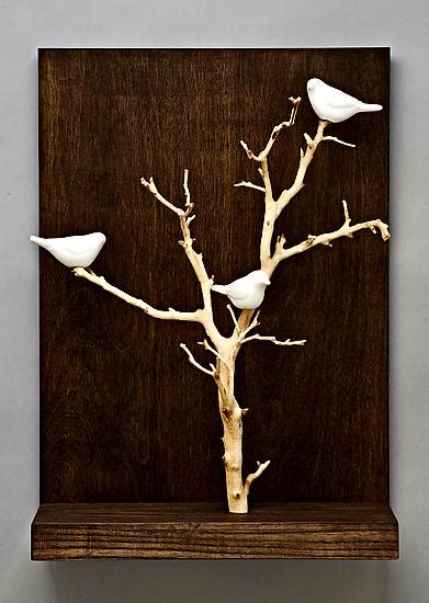 Birds In Trees Small By Chris Stiles Ceramic And Wood Wall Sculpture