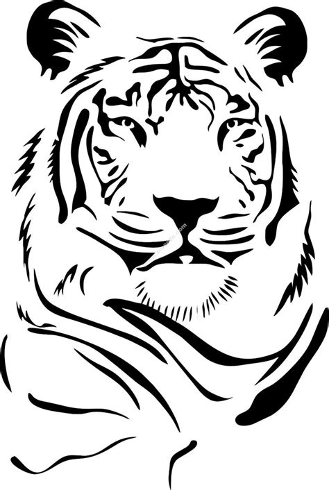The Head Of The White Tiger Graphic Design Vector Animal Stencil