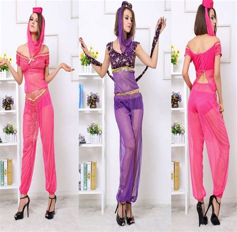 Free Shipping Pinkpurpleblue Genie Costume Jasmine Aladdin Princess