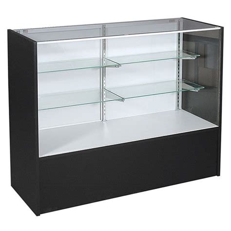 Full Vision Showcase Black 48 Assembled Store Fixtures Display Case Glass Shelves