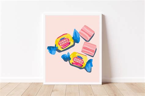 Dubble Bubble Print Bubble Gum Art Candy Art Decoración Del Etsy España