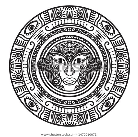 Abstract Mandala Inca Maya Civilizations Graphic Stock Illustration