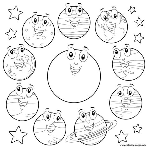 Eight Planets Cartoon Sun Coloring Page Printable