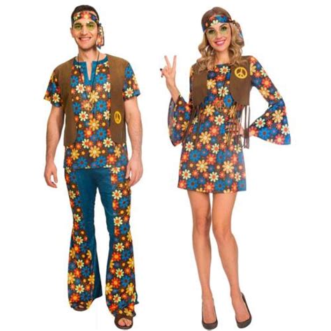 Adults Mens Womens Couples Groovy Hippy 60s 70s Fancy Dress Hippie