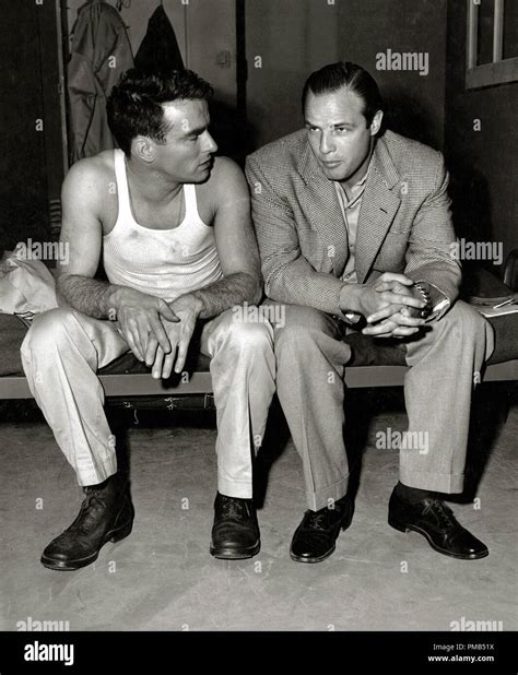 Montgomery Clift And Marlon Brando During A Break In Filming From