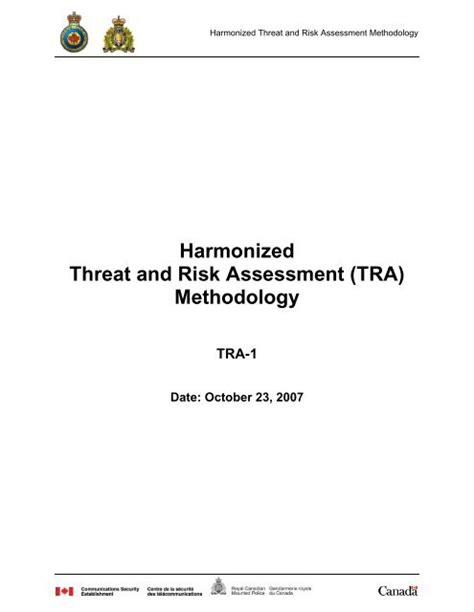 Harmonized Threat And Risk Assessment Tra Methodology