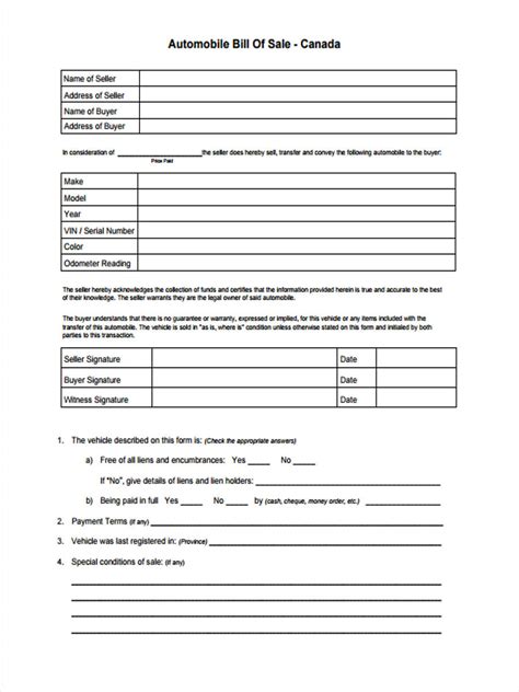 Free 28 Sample Bill Of Sale Forms In Pdf Ms Word