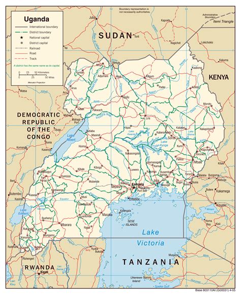 Detailed Administrative Map Of Uganda Uganda Detailed Administrative