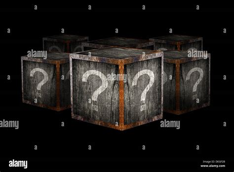 Mystery Boxes With Question Marks Stock Photo Alamy